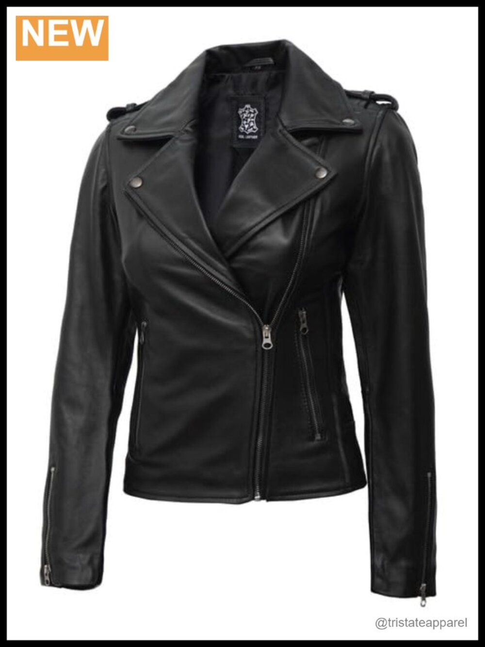 Asymmetrical Lambskin Leather Motorcycle Jacket Women Real Leather Zip
